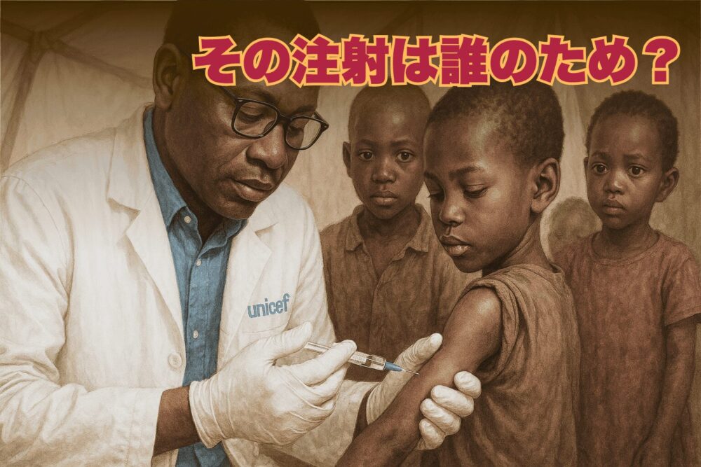 ワクチンの注射をするアフリカの子どもたち