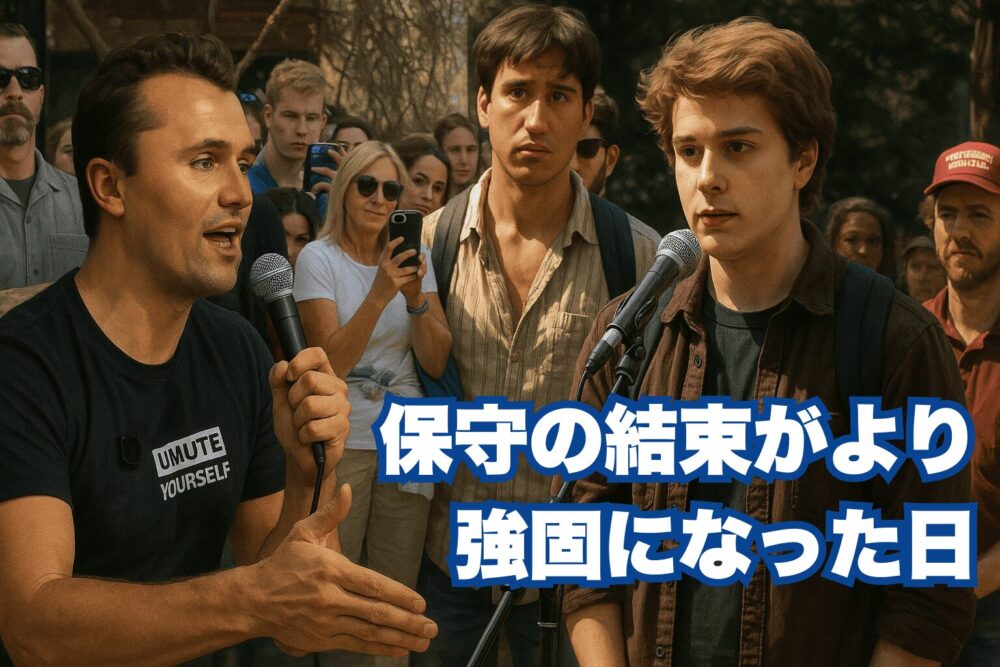 生徒と討論するチャーリー・カーク