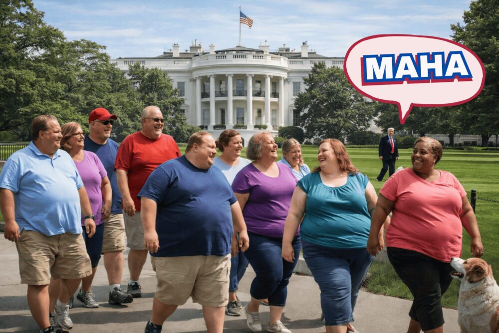 ホワイトハウスを散歩する人たち